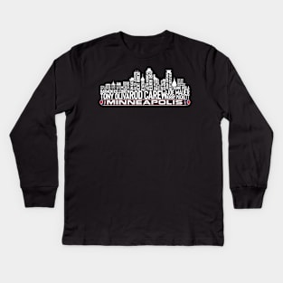 Minnesota Baseball Team All Time Legends Minneapolis City Skyline Kids Long Sleeve T-Shirt